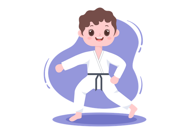 Little boy doing karate practice Illustration