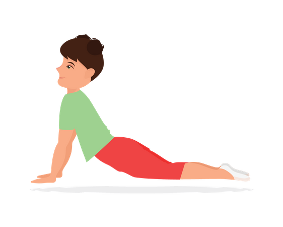 Little boy doing morning exercise  Illustration