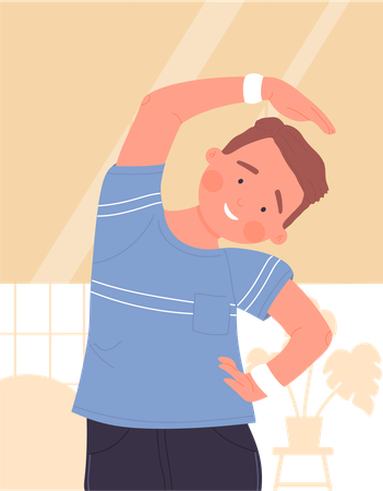 Little boy doing stretching  Illustration