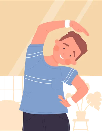 Little boy doing stretching  Illustration