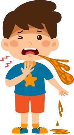 Little boy doing vomiting  Illustration