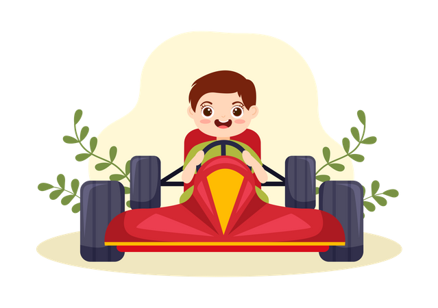 Little boy drive racing car  Illustration