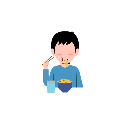 Little Boy Eating  Illustration