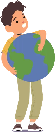 Little boy embrace love for earth  Illustration