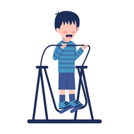 Little Boy Character Exercising Illustration Illustration