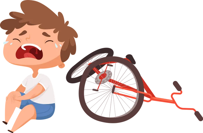 Little boy fallen from bicycle Illustration