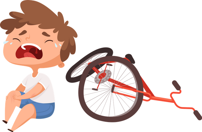 Little boy fallen from bicycle  Illustration