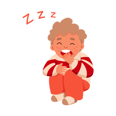Little boy feel sleepy  Illustration