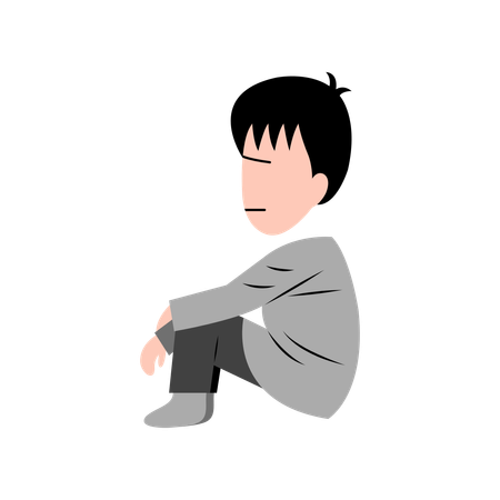 Little Boy Feeling Sad  Illustration
