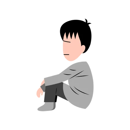 Little Boy Feeling Sad  Illustration