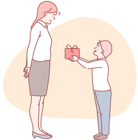 Little boy giving gift  Illustration