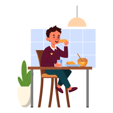 Little boy having a breakfast  Illustration