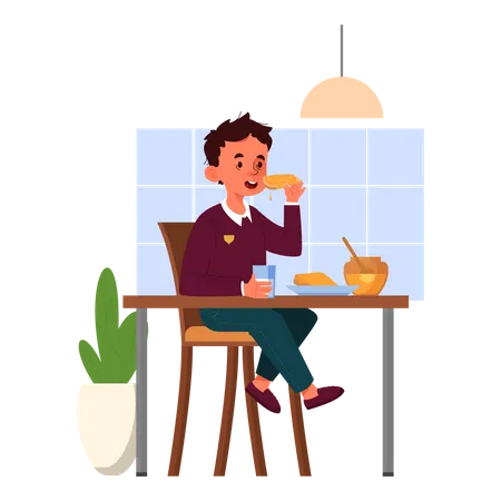 Little boy having a breakfast Illustration
