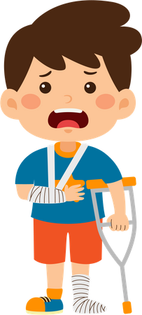 Little boy having fracture  Illustration