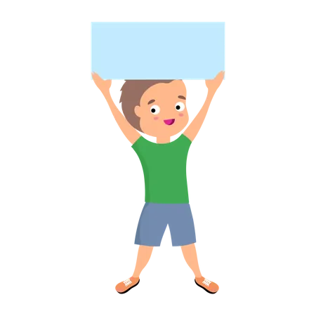 Little boy holding advertising board  Illustration