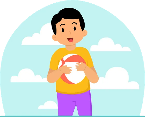 Little boy holding ball  Illustration
