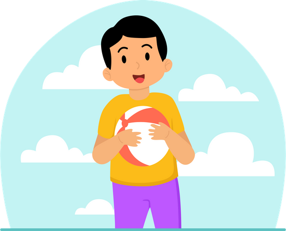 Little boy holding ball  Illustration