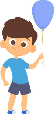 Little boy holding balloon Illustration
