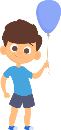 Little boy holding balloon  Illustration