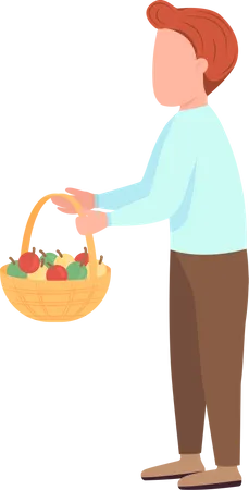 Little boy holding basket  Illustration