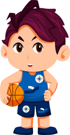 Little boy holding basketball  Illustration