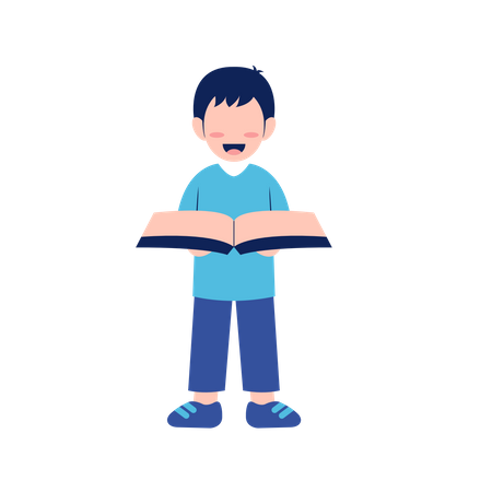 Little Boy Holding Book  Illustration