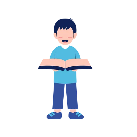 Little Boy Holding Book Illustration