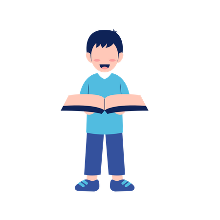 Little Boy Holding Book  Illustration