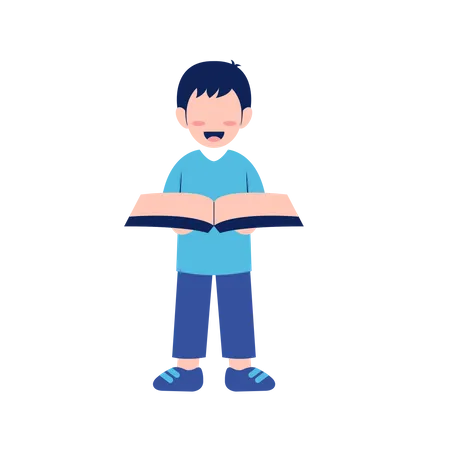 Little Boy Holding Book  Illustration