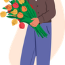 free little boy holding bouquet illustrations
