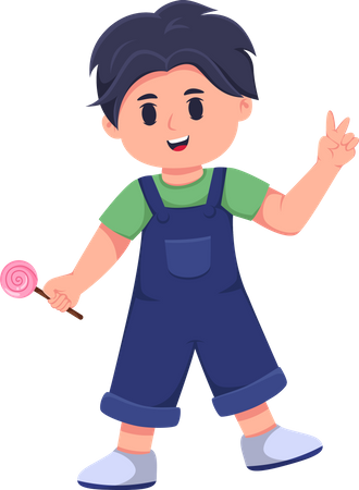 Little Boy Holding Candy  Illustration