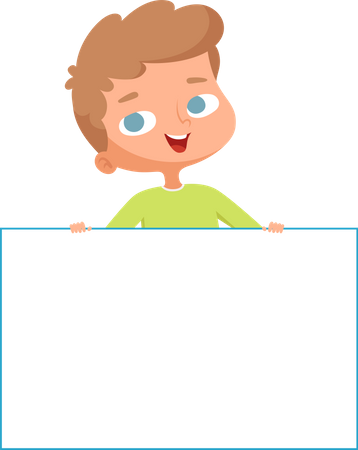 Little Boy Holding Empty Banner  Illustration