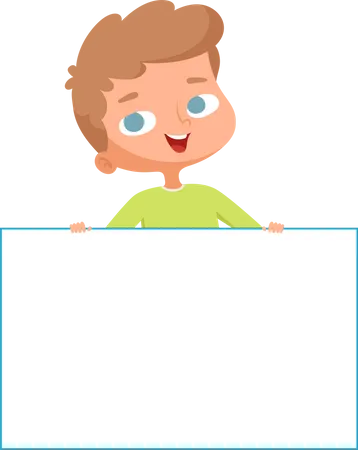 Little Boy Holding Empty Banner  Illustration