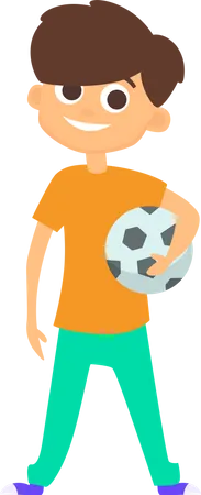 Little boy holding football  Illustration
