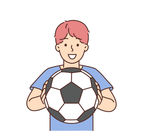 Little boy holding football  Illustration
