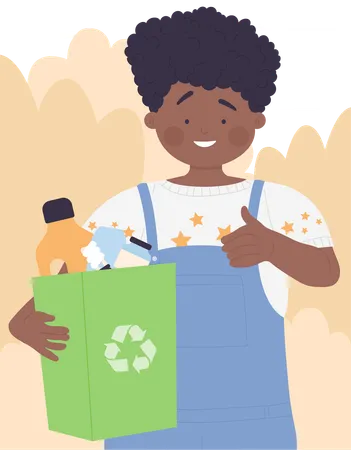 Little boy holding recycle Waste  Illustration