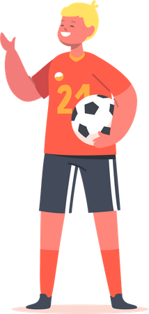Little Boy holding Soccer ball  Illustration
