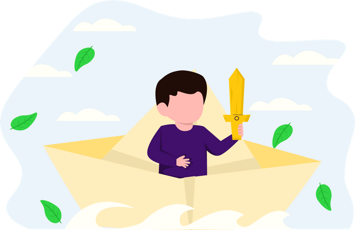 Little boy holding sword  Illustration