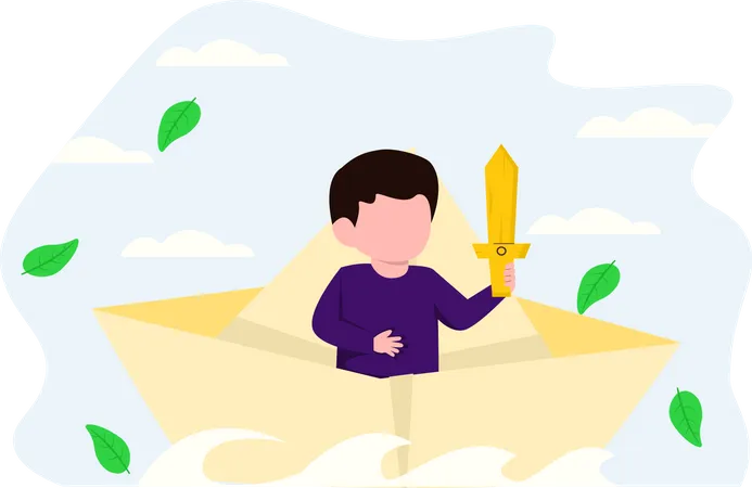 Little boy holding sword  Illustration