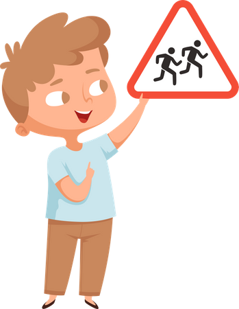 Little boy holding traffic sign  Illustration