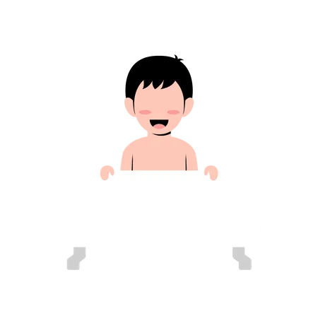Little Boy In Bathtub  イラスト