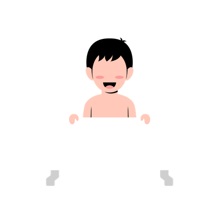 Little Boy In Bathtub  Illustration