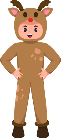 Little Boy In Deer Costume  Illustration
