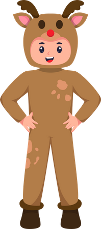 Little Boy In Deer Costume  Illustration