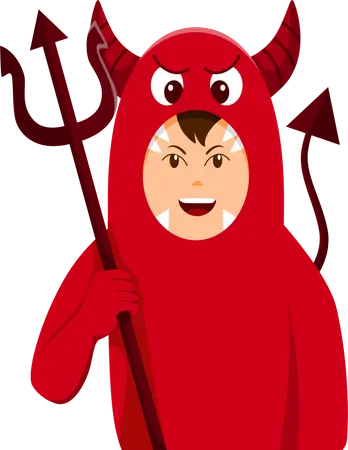 Little Boy in Devil Costume  Illustration