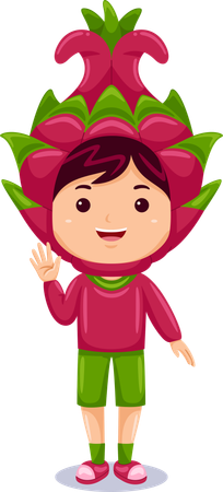 Little boy in dragon fruit costume  Illustration