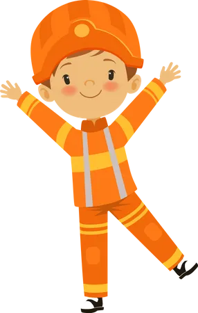 Little boy in firefighter costume  Illustration