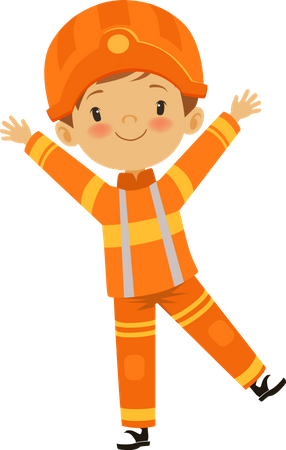 Little boy in firefighter costume  Illustration