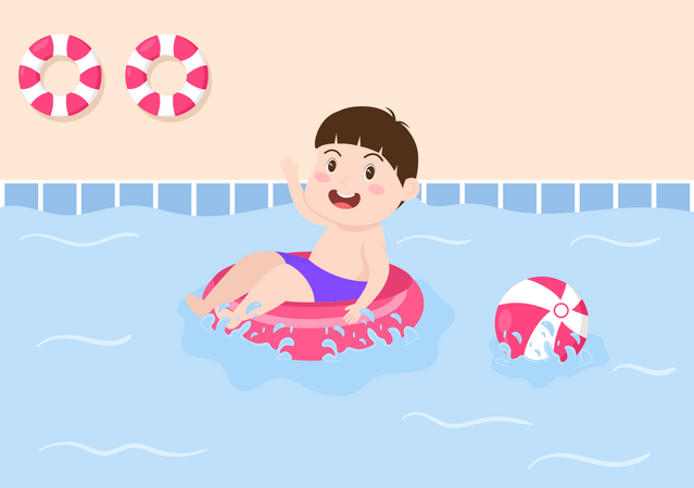 Little boy in swimming pool Illustration