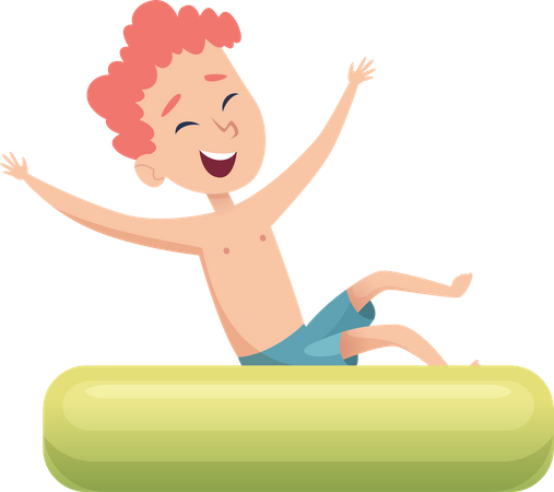 Little boy in swimming pool with swimming tube  Illustration